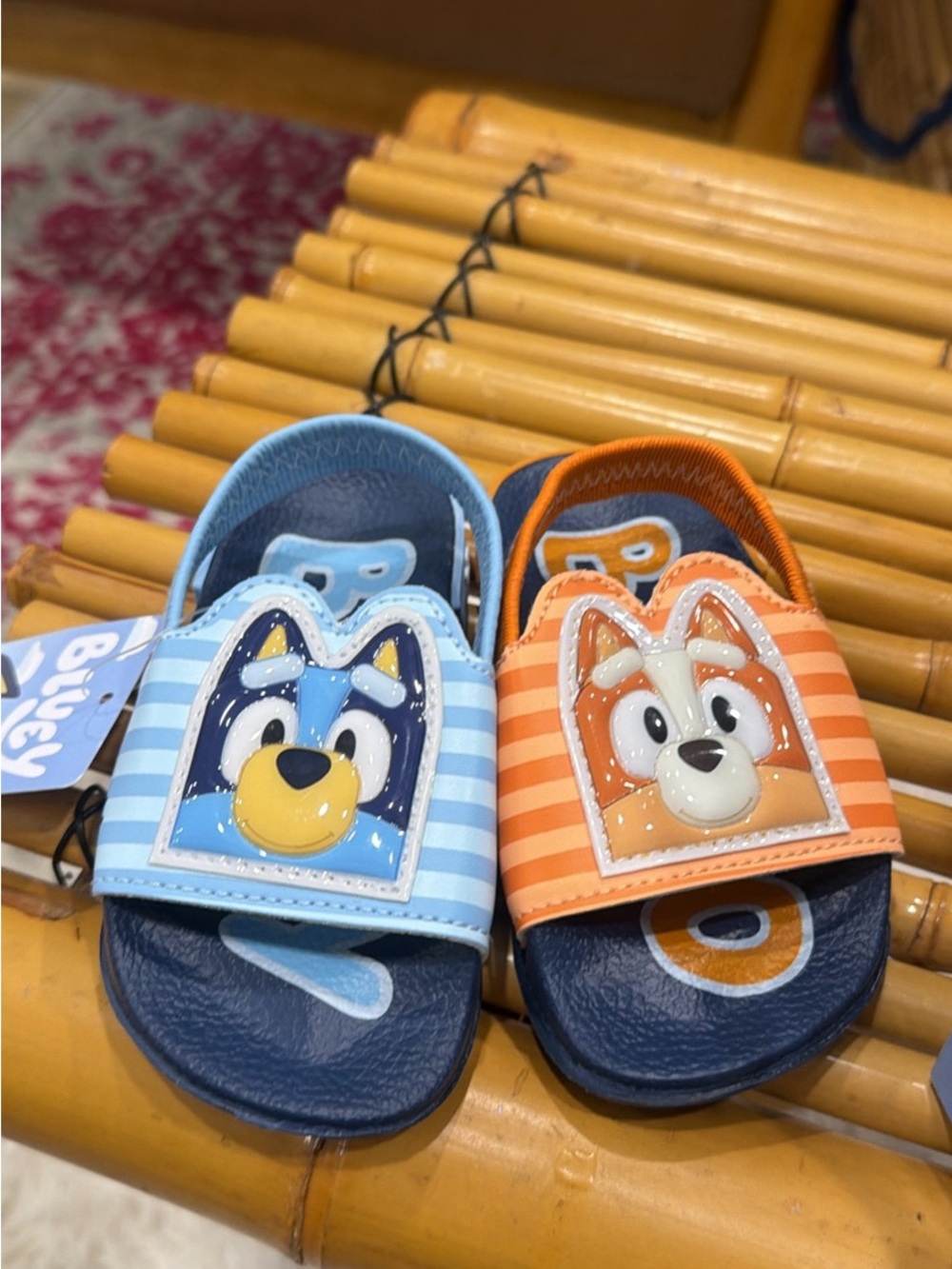 Bluey Kids Blue & Orange Cartoon Dog Slide Sandals